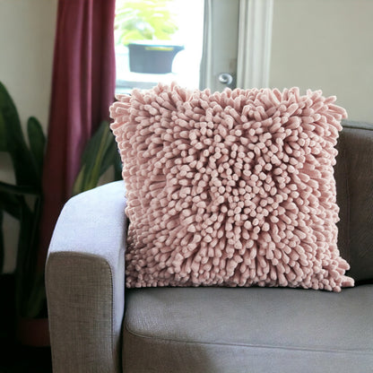 20" Pale Pink Soft Nubby Shag Throw Pillow