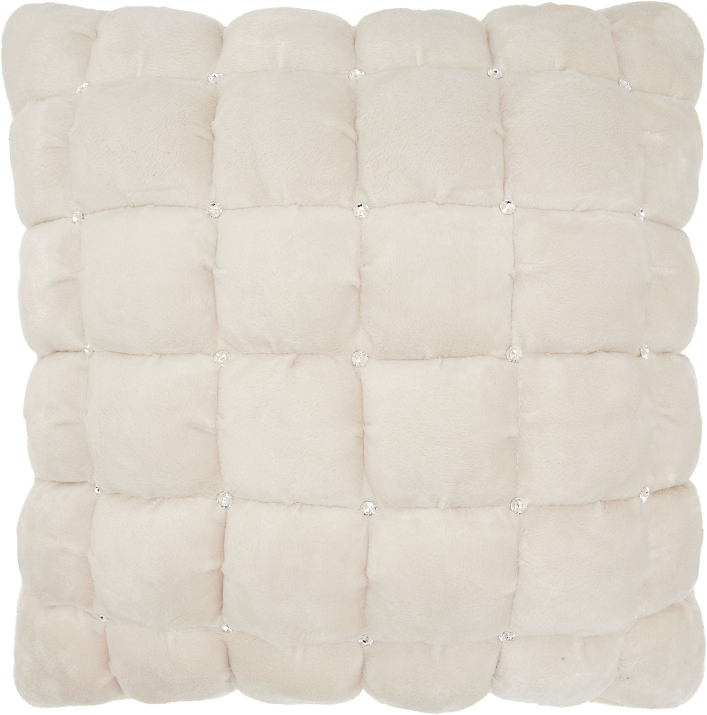 20" Ivory With Bling Quilted Velvet Throw Pillow