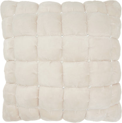 20" Ivory With Bling Quilted Velvet Throw Pillow