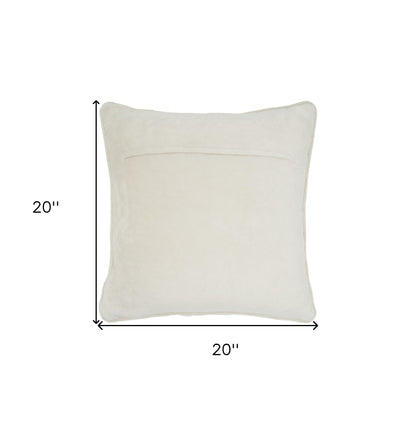 20" Ivory With Bling Quilted Velvet Throw Pillow