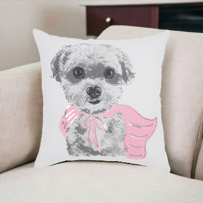 18" Pink and White Cotton Throw Pillow