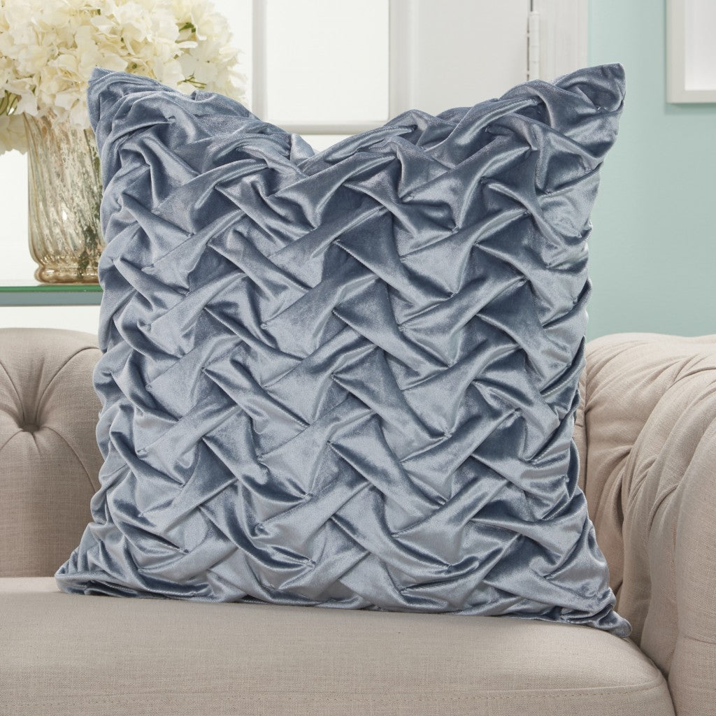 22" Powder Blue Weave Velvet Throw Pillow