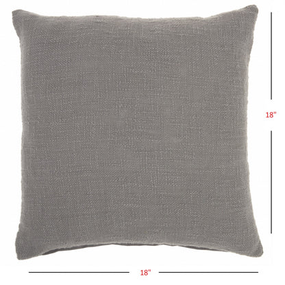 18" Gray Cotton Throw Pillow