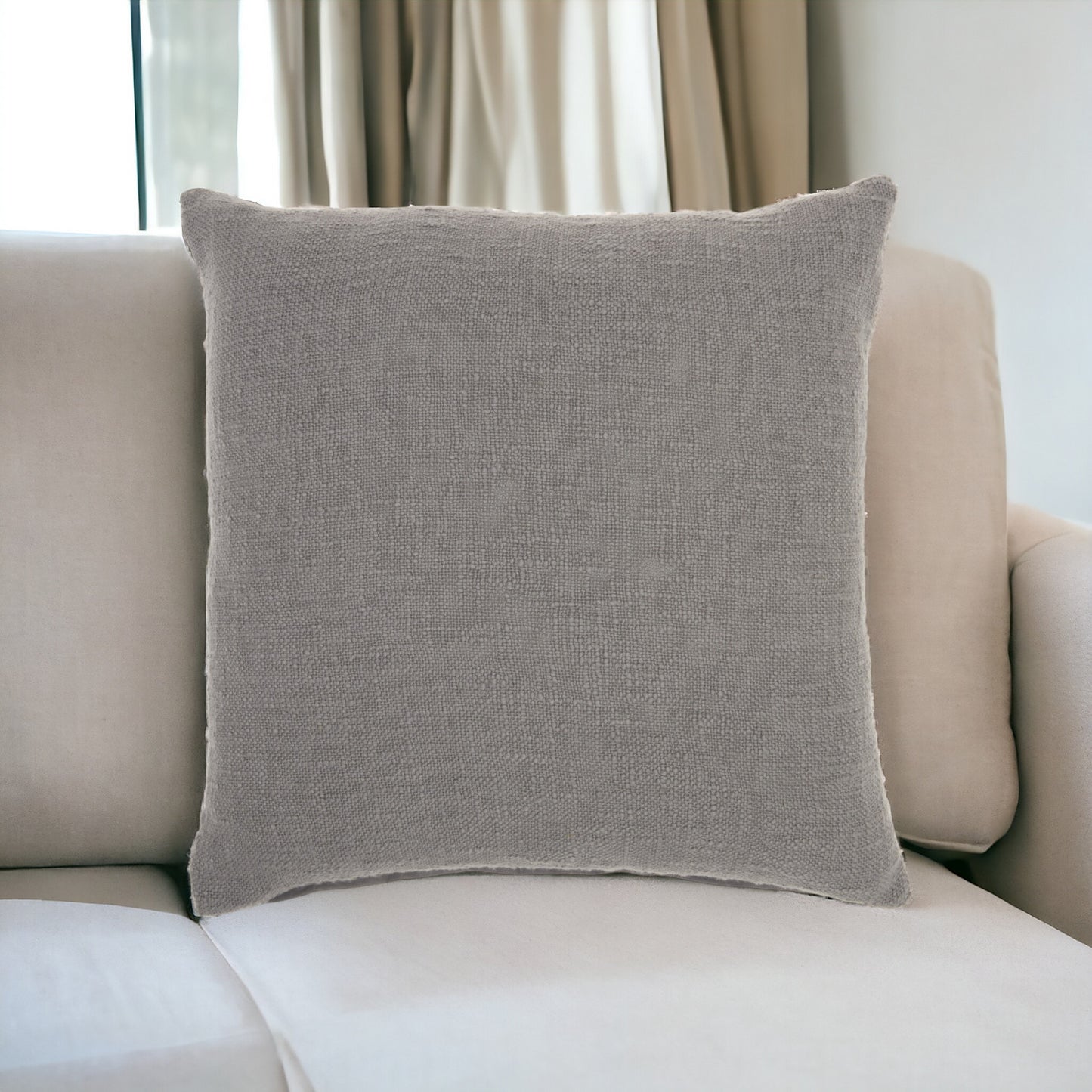 18" Gray Cotton Throw Pillow