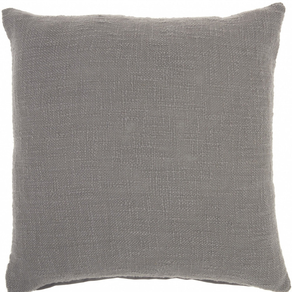 18" Gray Cotton Throw Pillow