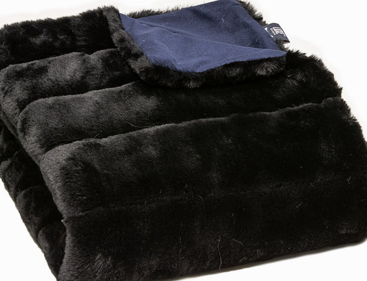 60" X 2" Black Faux Fur Plush Throw Blanket