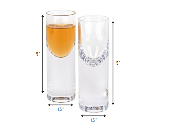 Set Of 2 Mouth Blown Crystal Long Shot Glasses