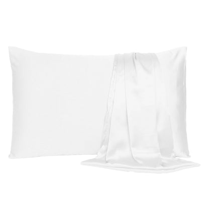 White Dreamy Set Of 2 Silky Satin King Pillowcases