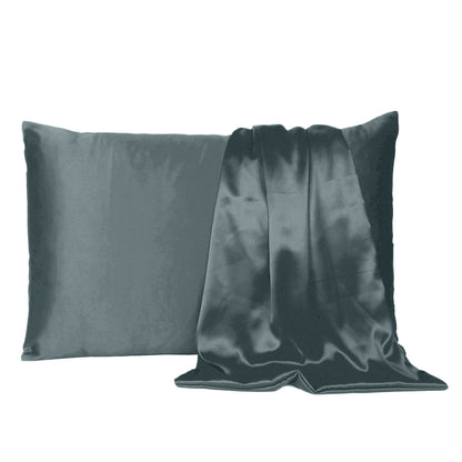 Gray Dreamy Set Of 2 Silky Satin King Pillowcases