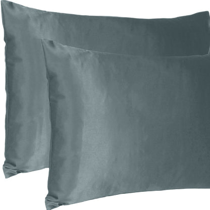 Gray Dreamy Set Of 2 Silky Satin King Pillowcases