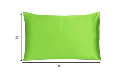 Bright Green Dreamy Set Of 2 Silky Satin King Pillowcases