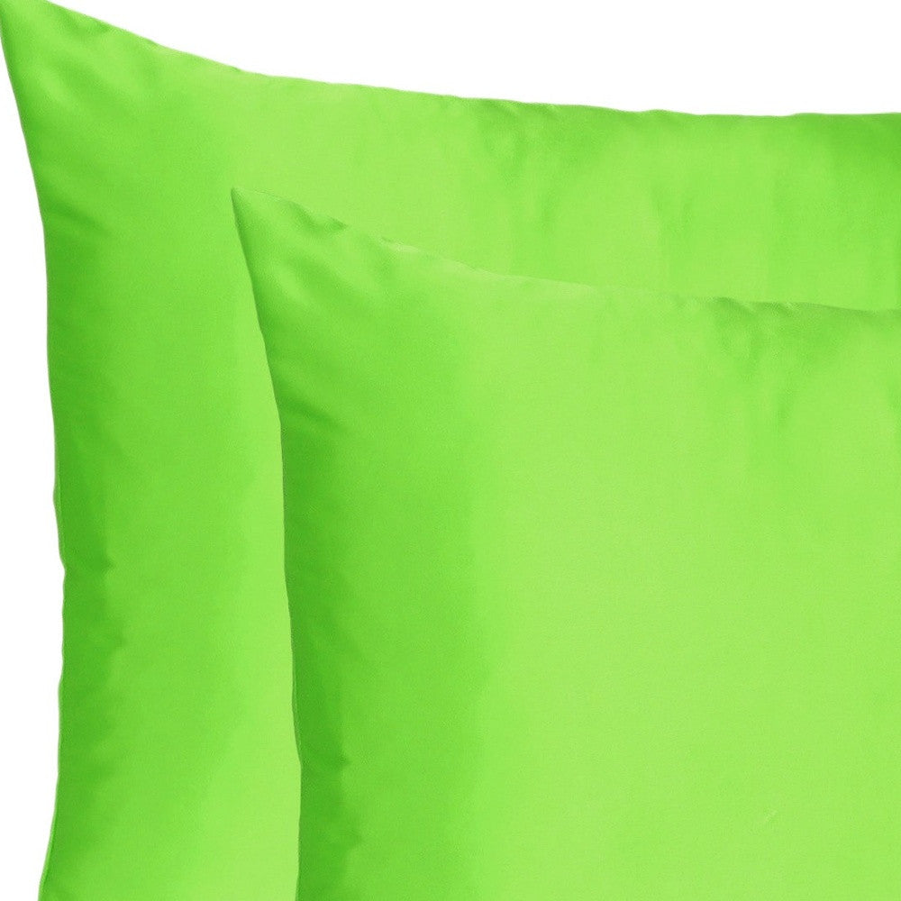 Bright Green Dreamy Set Of 2 Silky Satin King Pillowcases