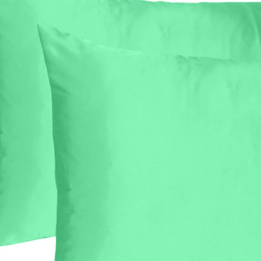 Green Dreamy Set Of 2 Silky Satin King Pillowcases