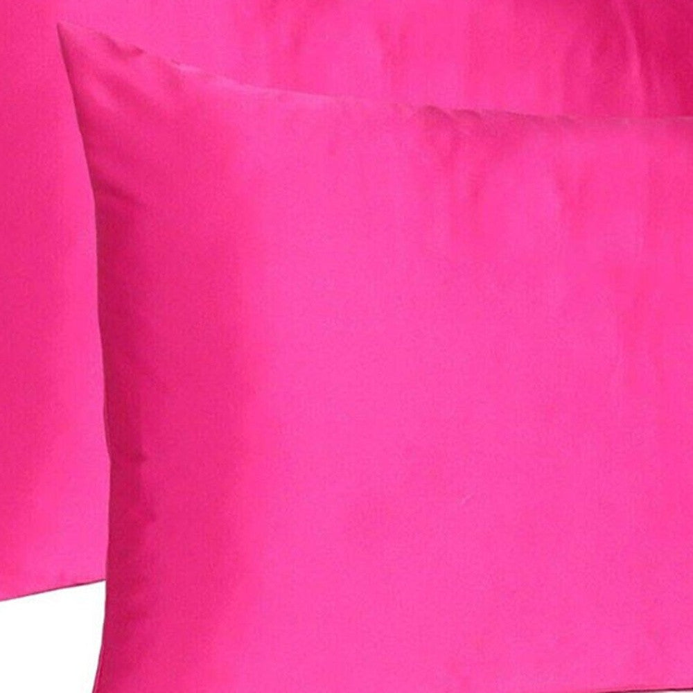 Fuchsia Dreamy Set Of 2 Silky Satin King Pillowcases