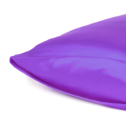 Bright Purple Dreamy Set Of 2 Silky Satin King Pillowcases