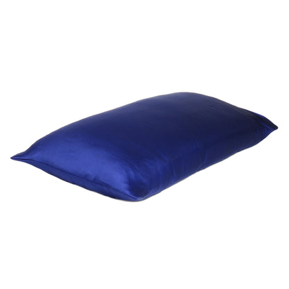 Navy Blue Dreamy Set Of 2 Silky Satin Standard Pillowcases