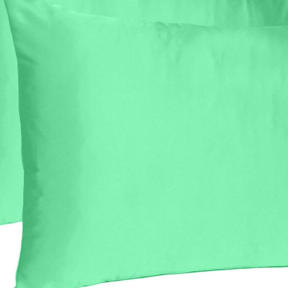 Green Dreamy Set Of 2 Silky Satin Standard Pillowcases