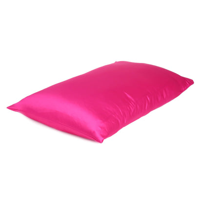 Fuchsia Dreamy Set Of 2 Silky Satin Standard Pillowcases