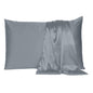 Dark Gray Dreamy Set Of 2 Silky Satin Standard Pillowcases