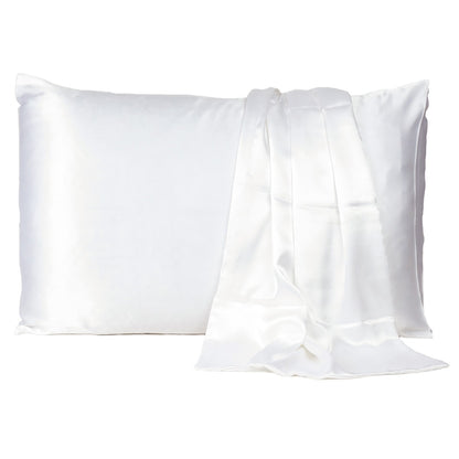 White Dreamy Set Of 2 Silky Satin Standard Pillowcases