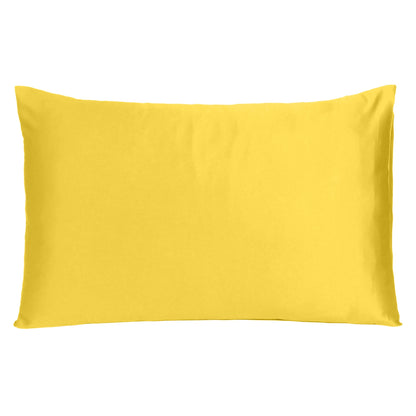 Lemon Dreamy Set Of 2 Silky Satin Queen Pillowcases