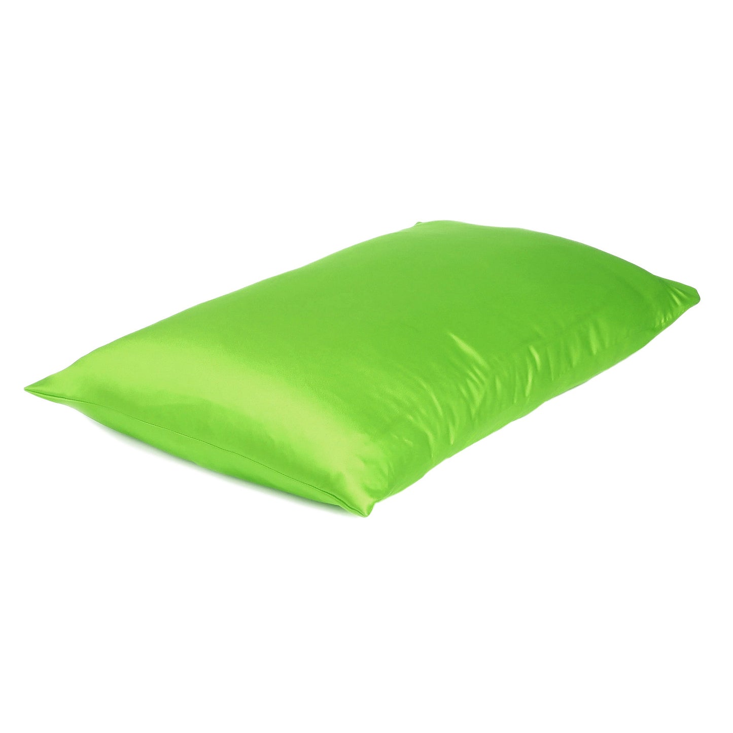 Bright Green Dreamy Set Of 2 Silky Satin Queen Pillowcases