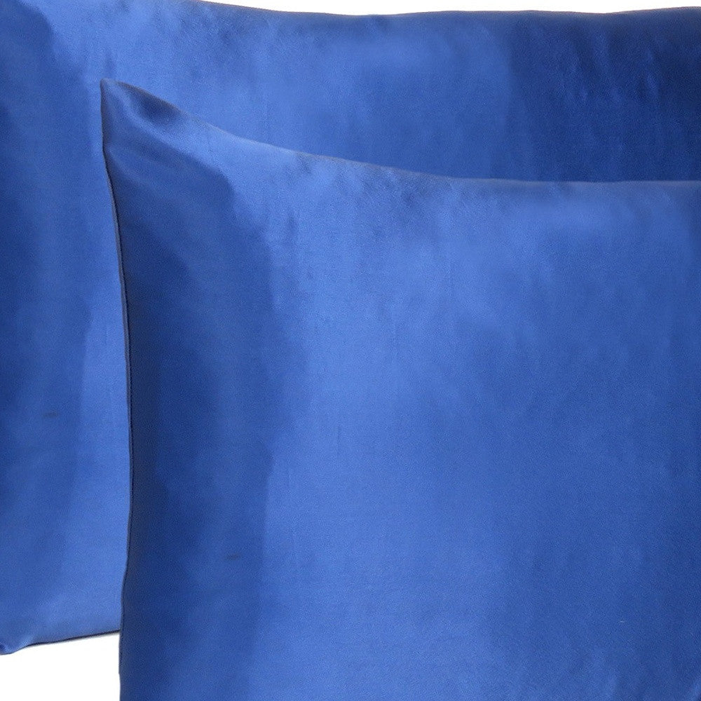 Navy Blue Dreamy Set Of 2 Silky Satin Queen Pillowcases