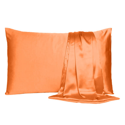 Orange Dreamy Set Of 2 Silky Satin Queen Pillowcases