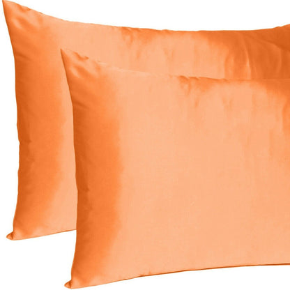 Orange Dreamy Set Of 2 Silky Satin Queen Pillowcases