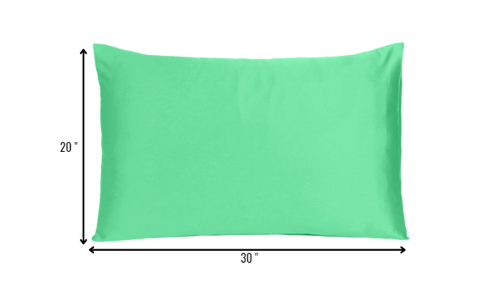 Green Dreamy Set Of 2 Silky Satin Queen Pillowcases