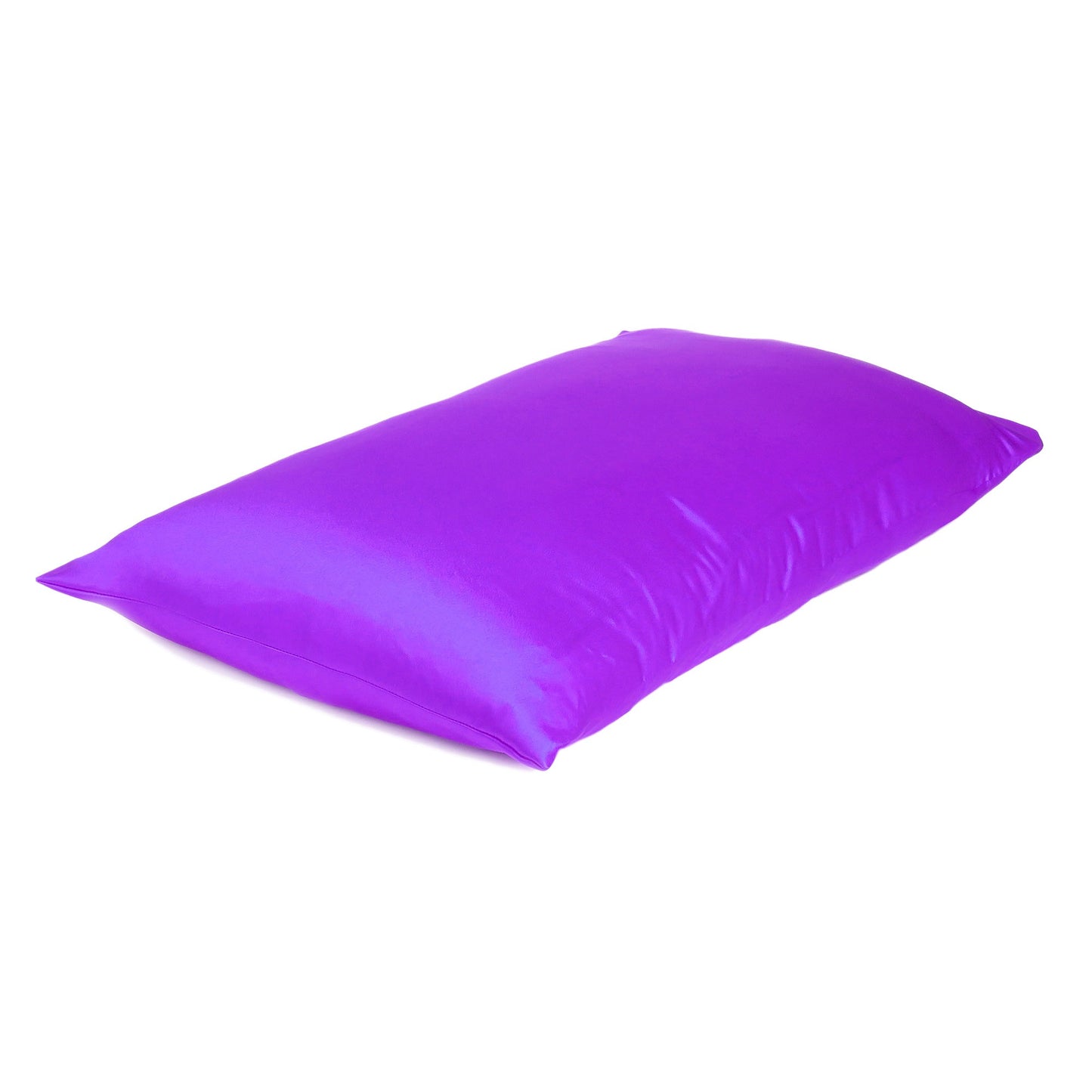 Bright Purple Dreamy Set Of 2 Silky Satin Queen Pillowcases