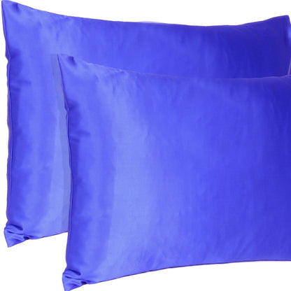 Royal Blue Dreamy Set Of 2 Silky Satin Queen Pillowcases