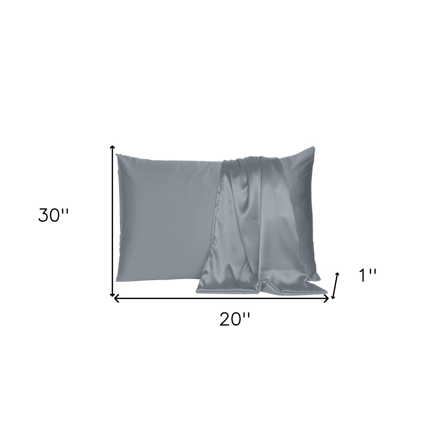 Dark Gray Dreamy Set Of 2 Silky Satin Queen Pillowcases