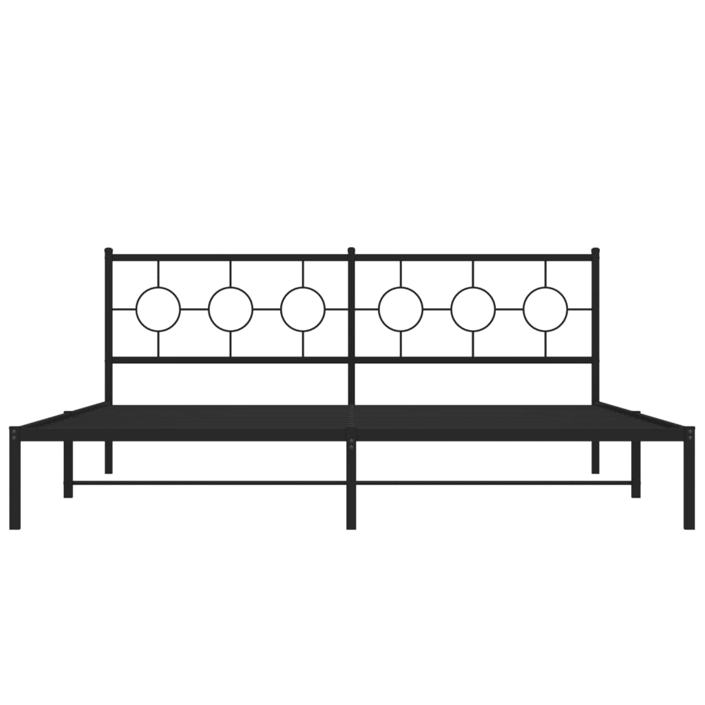 Metal Bed Frame without Mattress with Headboard Black 76"x79.9"