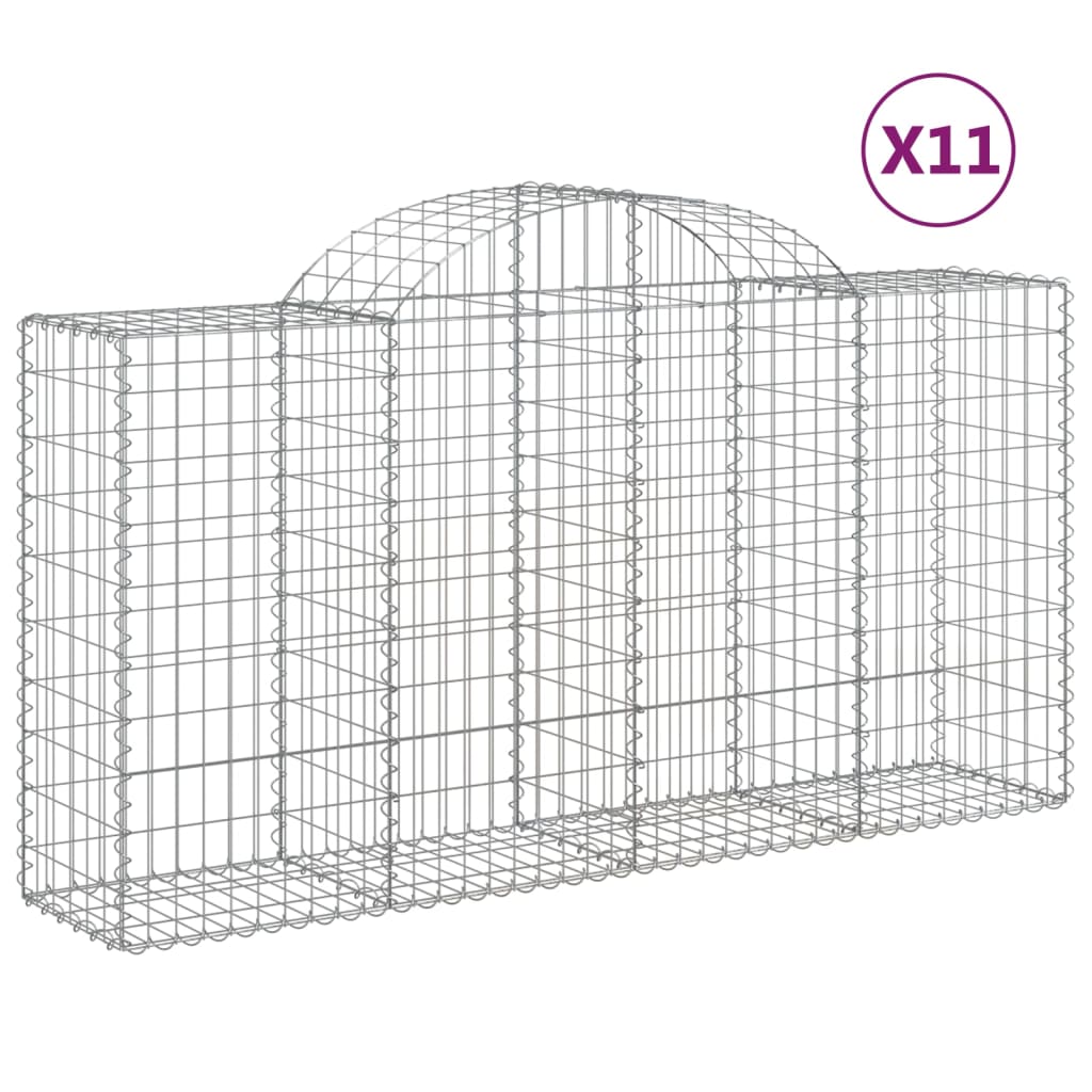 Arched Gabion Baskets 11 pcs 78.7"x19.7"x39.4"/47.2" Galvanized Iron