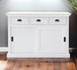 49" White Buffet Server With Sliding Doors