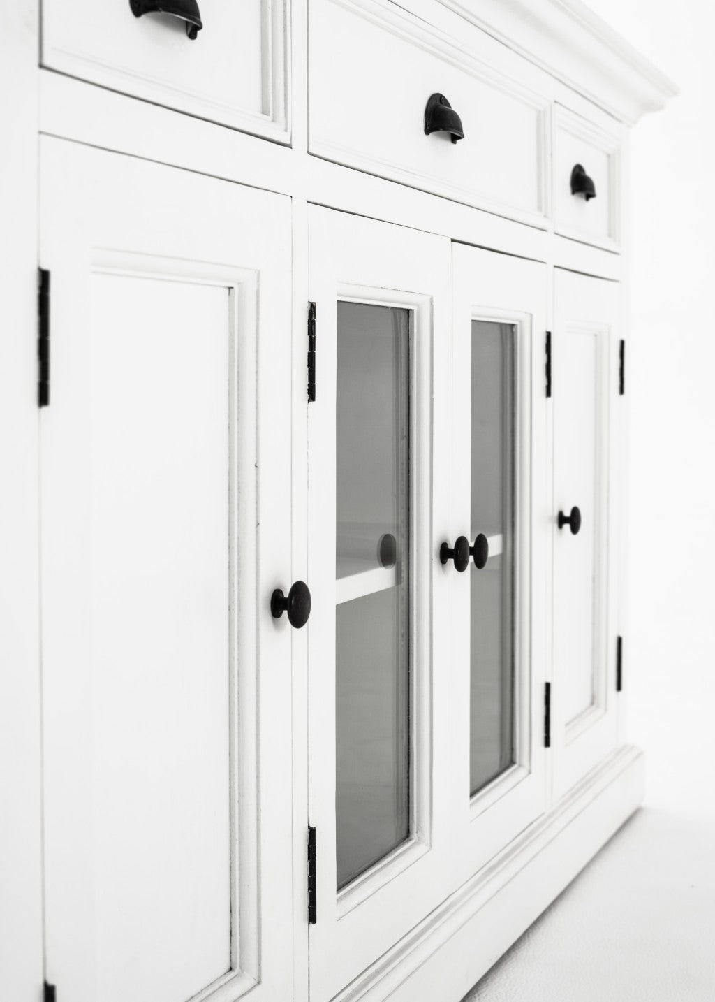 White Accent Cabinet With Glass Doors