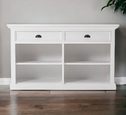 57" White Wood Two Drawer Buffet Server