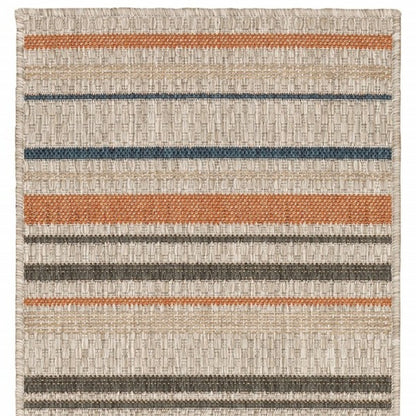 5' X 7' Blue and Gray Striped Indoor Outdoor Area Rug