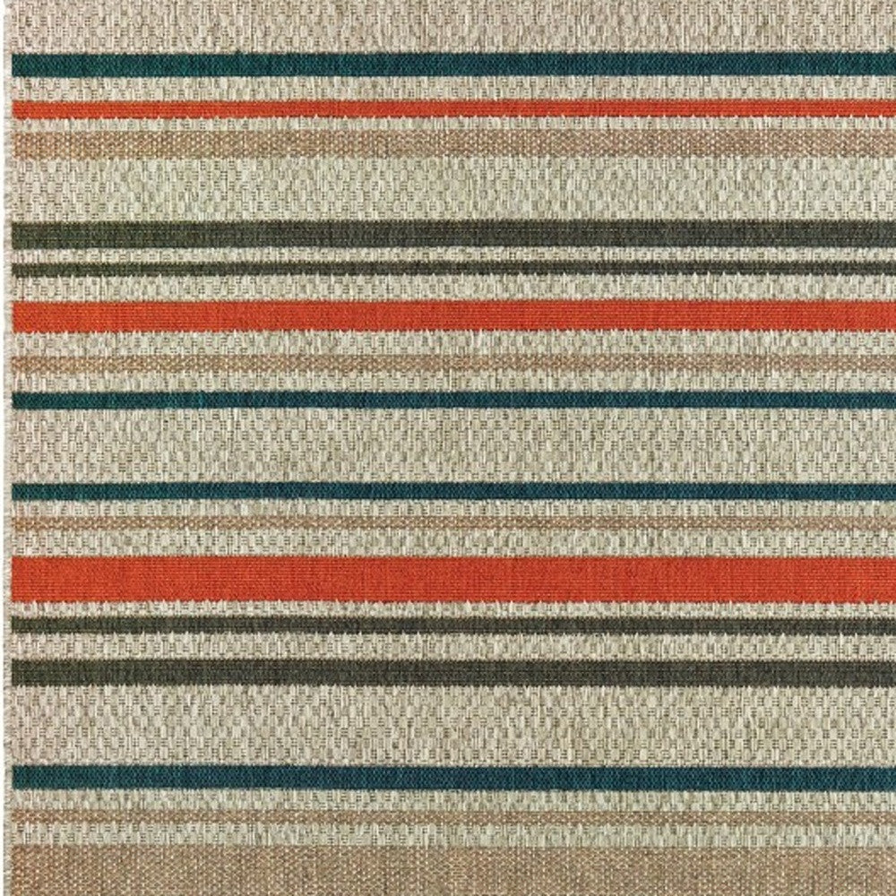 5' X 7' Blue and Gray Striped Indoor Outdoor Area Rug