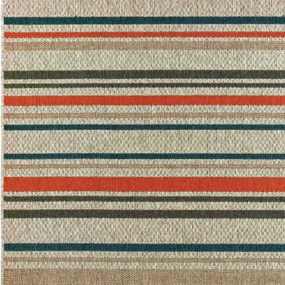 5' X 7' Blue and Gray Striped Indoor Outdoor Area Rug