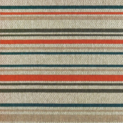 5' X 7' Blue and Gray Striped Indoor Outdoor Area Rug