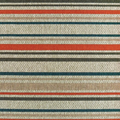 5' X 7' Blue and Gray Striped Indoor Outdoor Area Rug