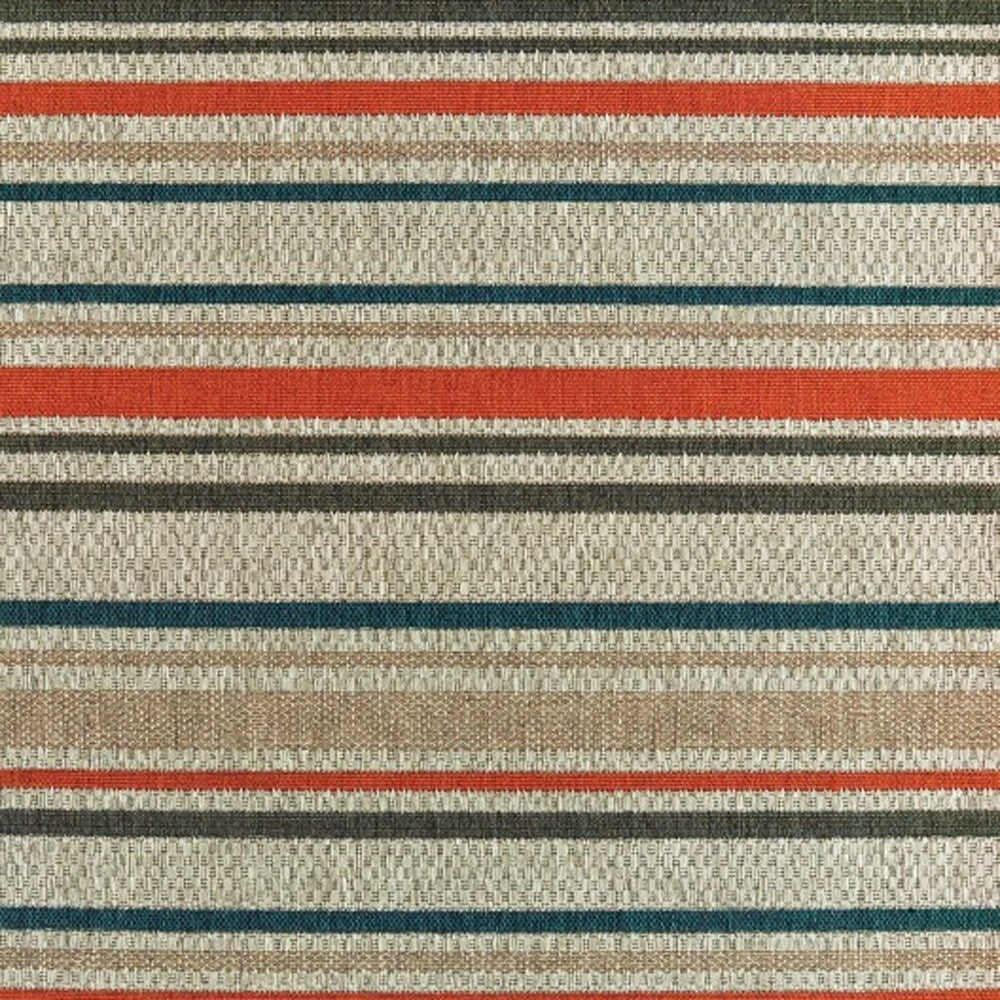 5' X 7' Blue and Gray Striped Indoor Outdoor Area Rug