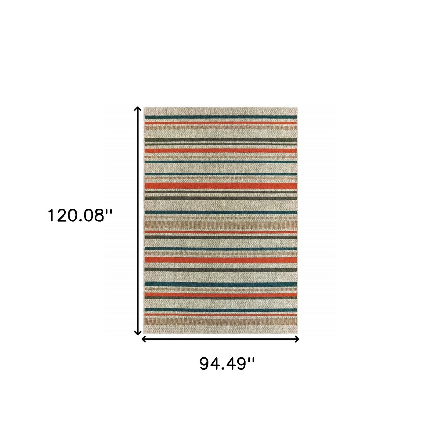 5' X 7' Blue and Gray Striped Indoor Outdoor Area Rug