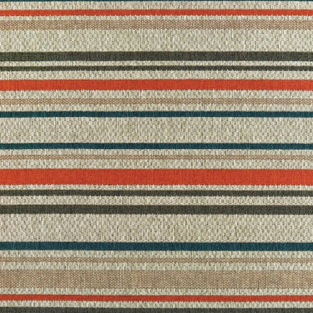 5' X 7' Blue and Gray Striped Indoor Outdoor Area Rug