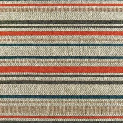 5' X 7' Blue and Gray Striped Indoor Outdoor Area Rug