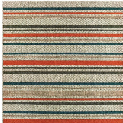 5' X 7' Blue and Gray Striped Indoor Outdoor Area Rug