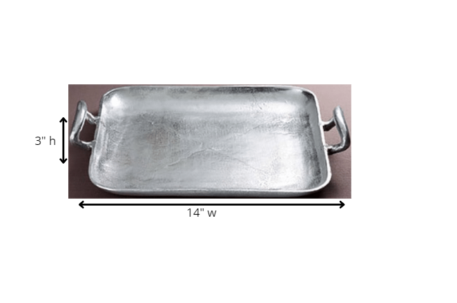 17" Silver Square Stainless Steel Indoor Outdoor Tray With Handles