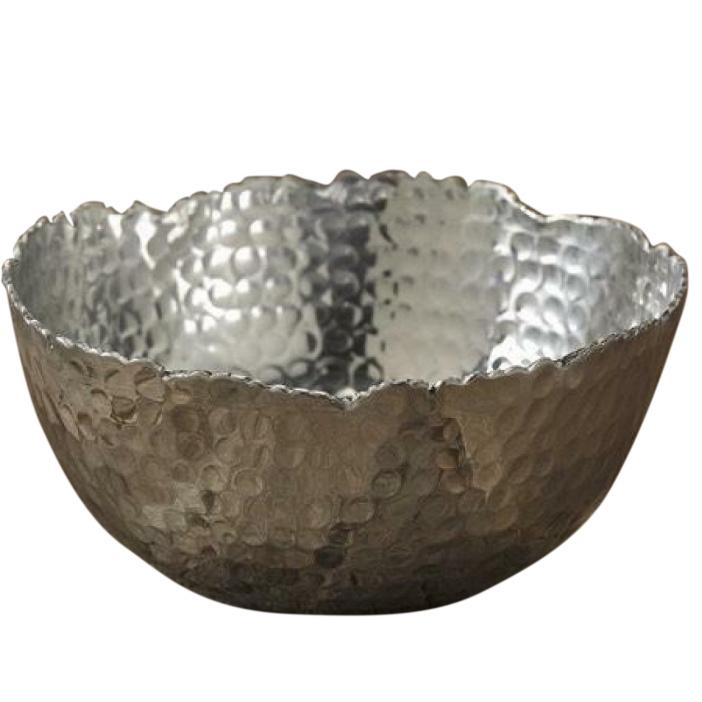 11" Silver Steel Modern Hammered Cut Bowl